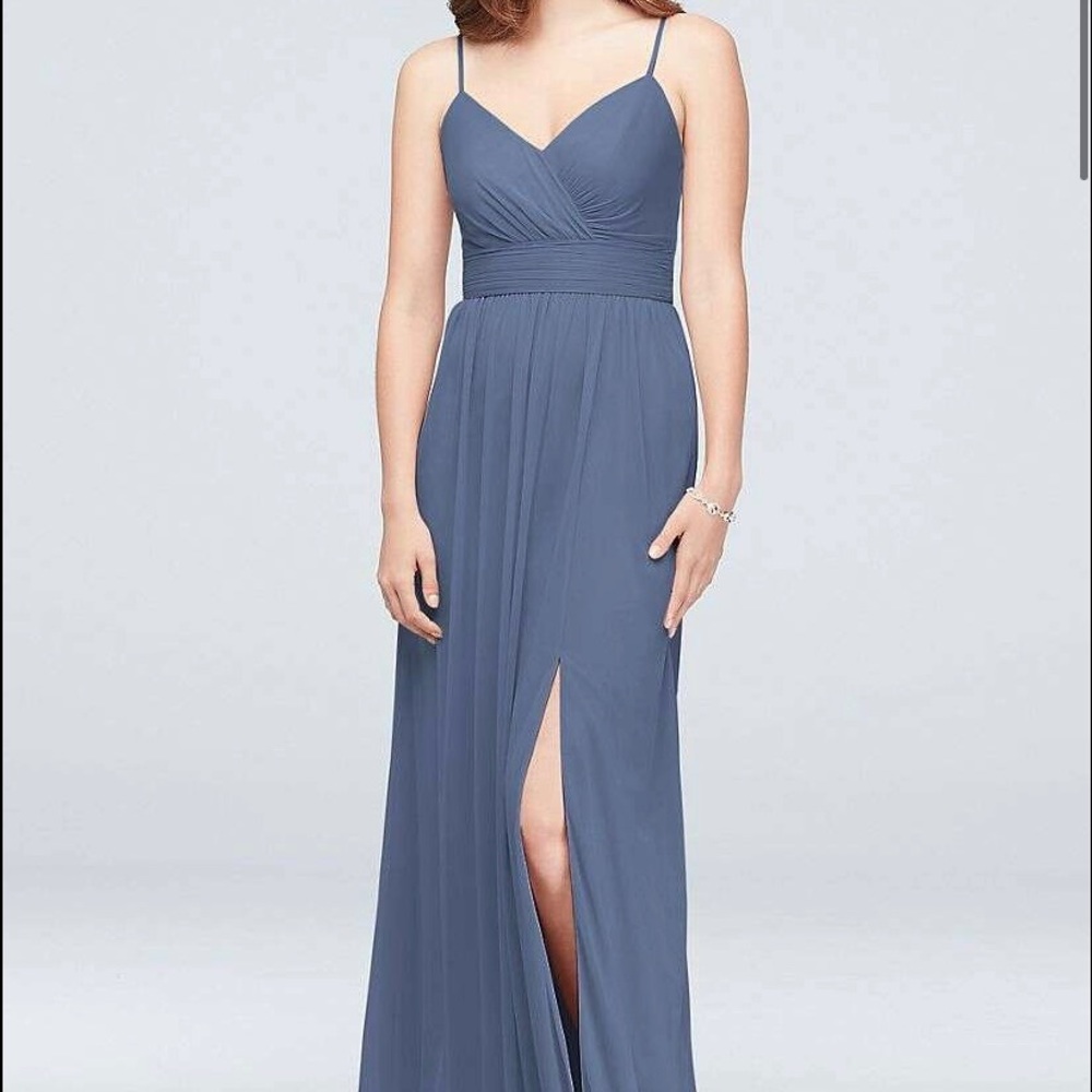 Dusty blue brides maids dress